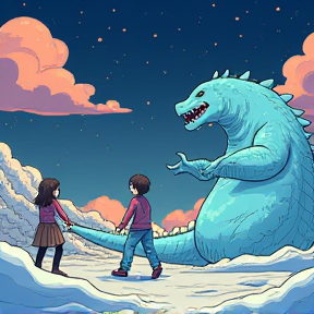 Sebzilla y shimo el kaiju de hielo