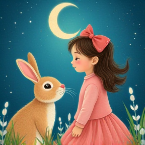 a bedtime story of a baby rabit and a little girls