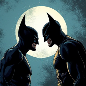 **"Clash in the Shadows"**  Wolverine vs Batman