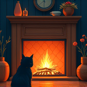 Cat fireplace