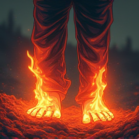 feet on fire