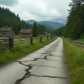 Weeds on road