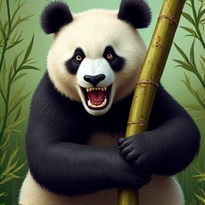 Road raging panda's with bamboo sticks of justice 