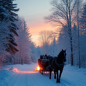 Schlittenfahrt im Winterwald