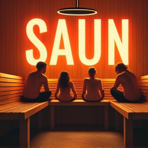 Vier Schwängel in der Sauna