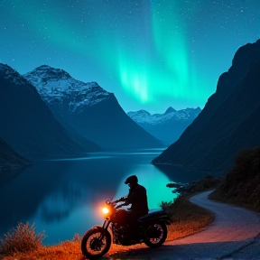 Motorradfahrer Norwegen Mystisch Fjorde