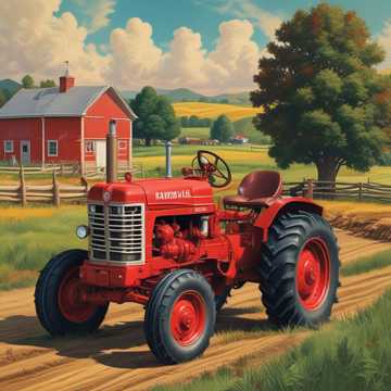 small red tractor