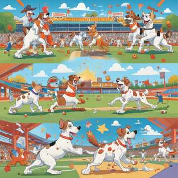 Dogs Playing Baseball