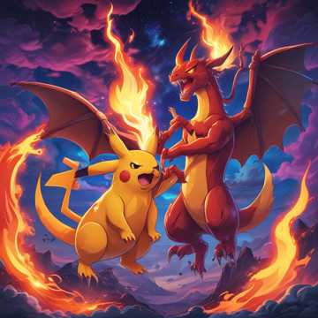 Pikachu and Charizard