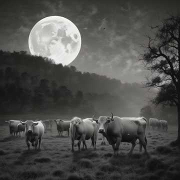 Cows Of Darkened Fields