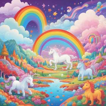 A world with rainbows unicorns and gummy bears 