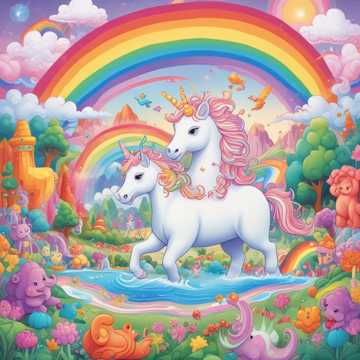 A world with rainbows unicorns and gummy bears 