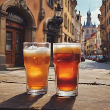 Beer and Iced Tea in Prague