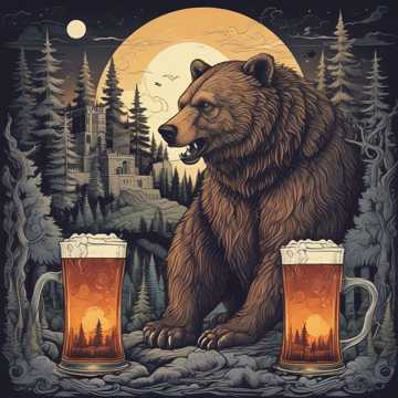 Drinking Bear at table