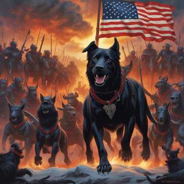 Black Dog on a Flag