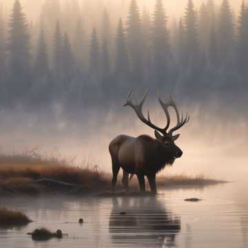 Elk in the Fog