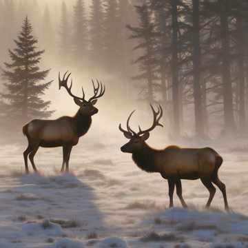 Elk in the Fog