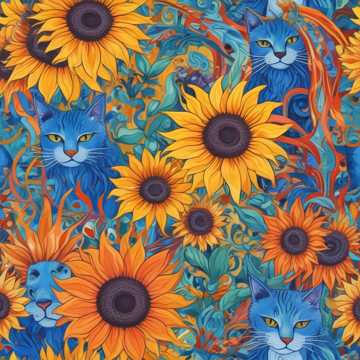 Elmo's Blue Cats & Sunflowers