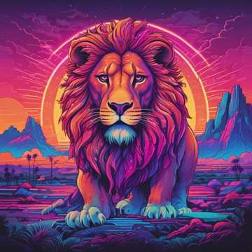 Three Neon Lions