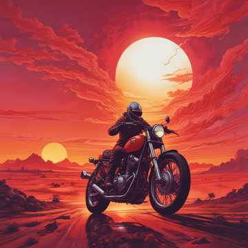 Motorcycle Hero on an Endless Road