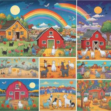 Rainbow Barnyard Cats