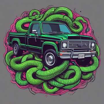 Neon Devil in a Black Truck