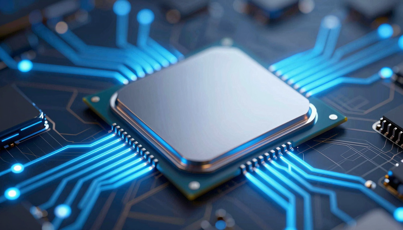 최첨단 AI 반도체 화웨이 어센드 칩의 성능을 상징하는 최첨단 프로세서 이미지