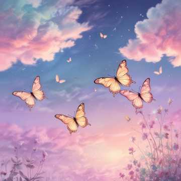 Pink Clouds and Butterflies