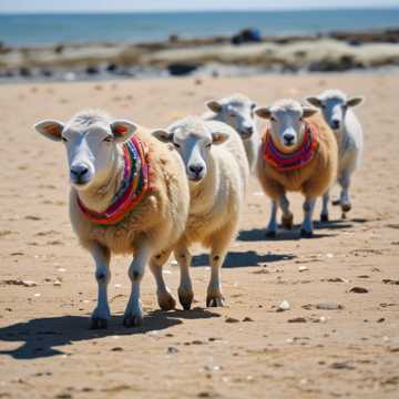 Les moutons sur la plage