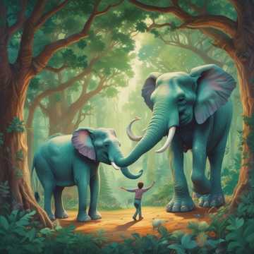 Lucky et son ami éléphant