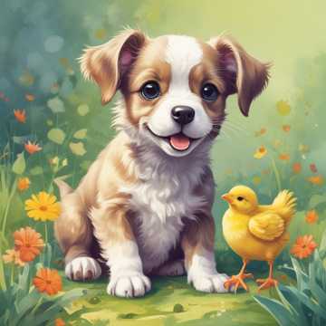 Puppy and Chick Love