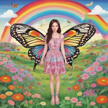 “Rainbow Wings and Striped Dreams”