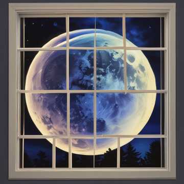 A moon's piece live in front window