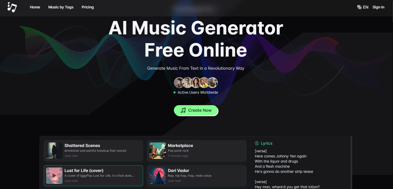 Шаг 1: Посетите сайт AImusic.so