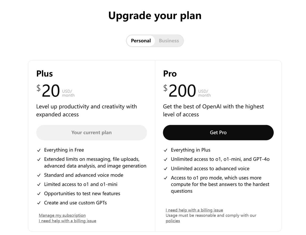 ChatGPT Pro Pricing and OpenAI Plan Comparison for Professionals