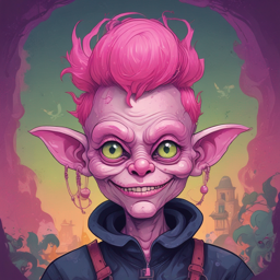 Gothic pink haired goblin girl