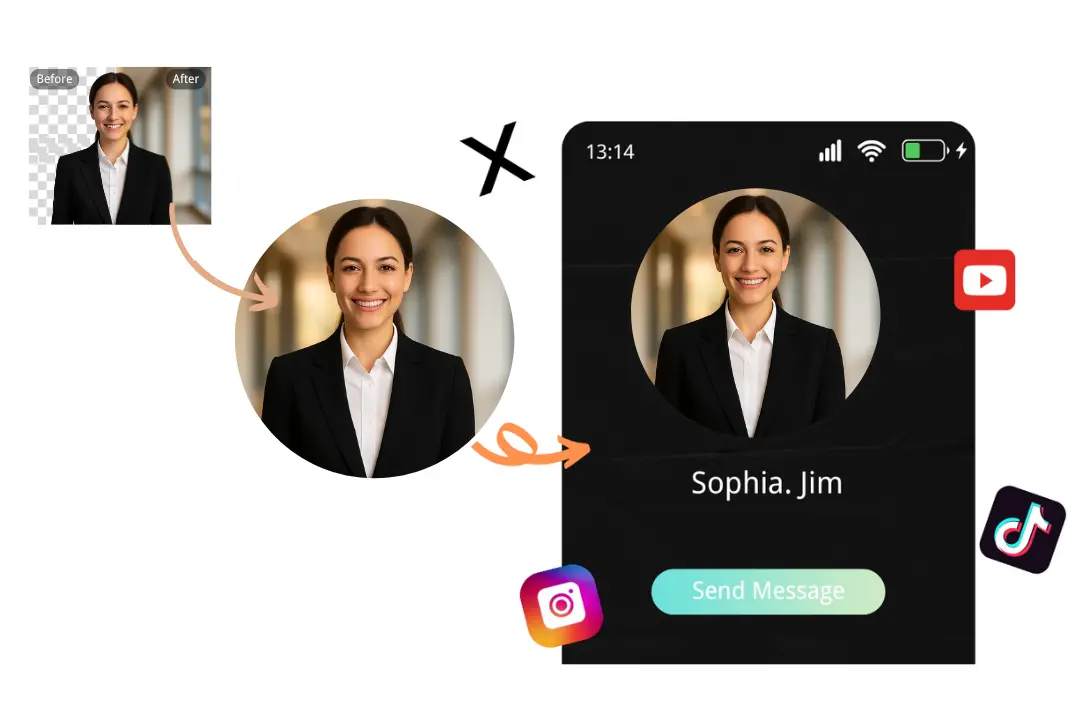 Professional Portrait Enhancement with AI BG Generator