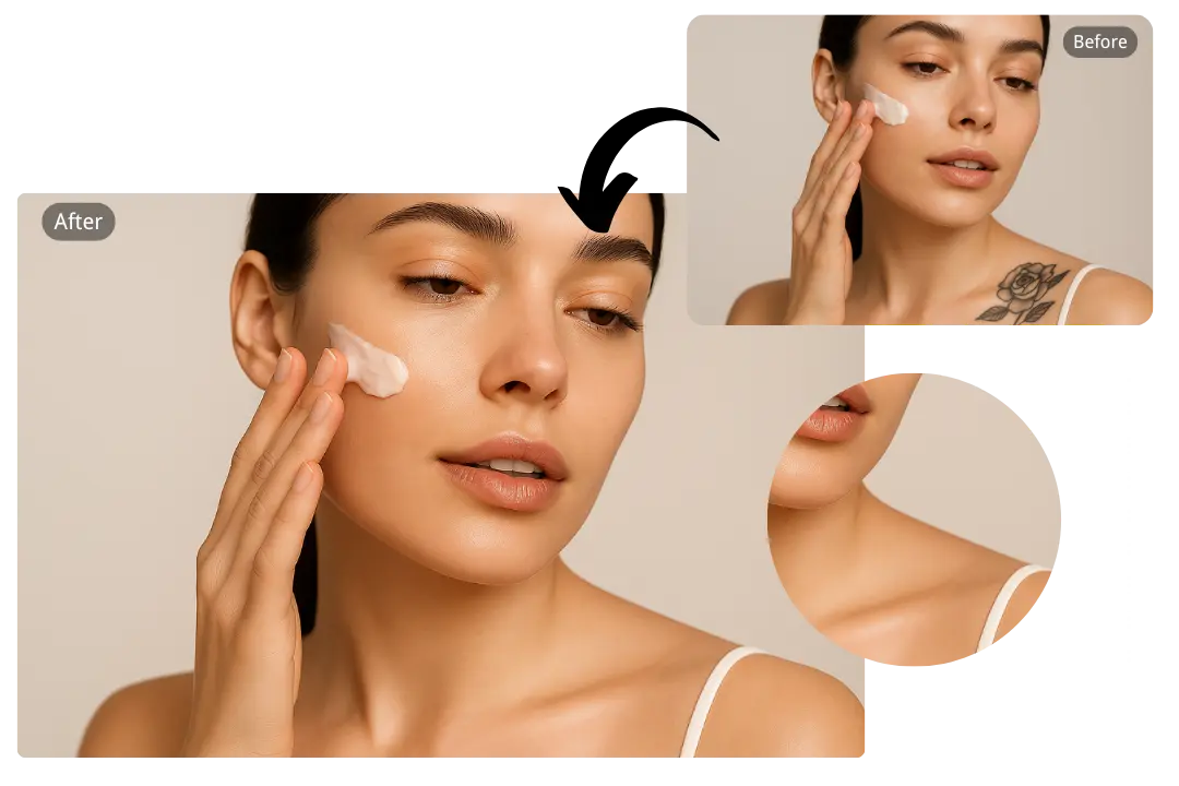 Remove Tattoo from Photo for Cosmetics Promotion