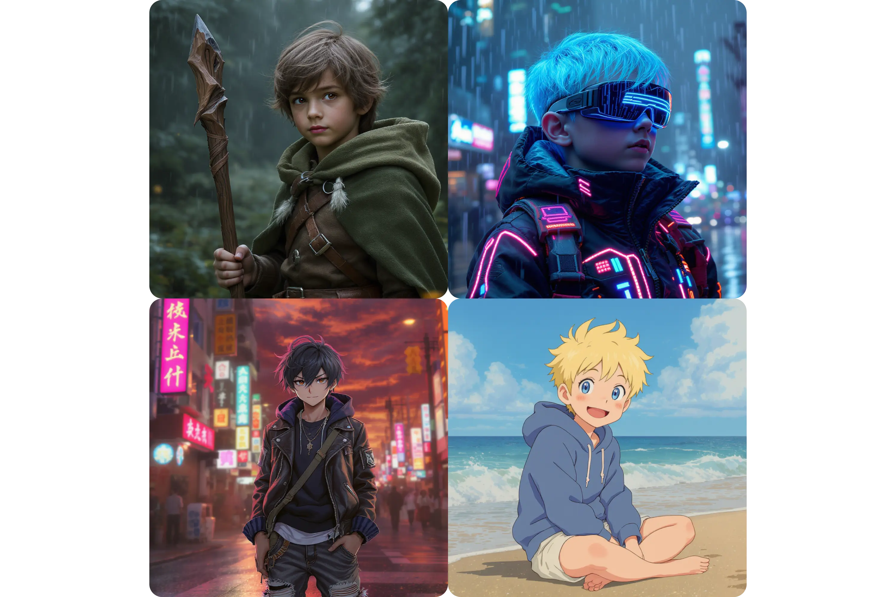 Diverse AI Boy Styles and Aesthetics