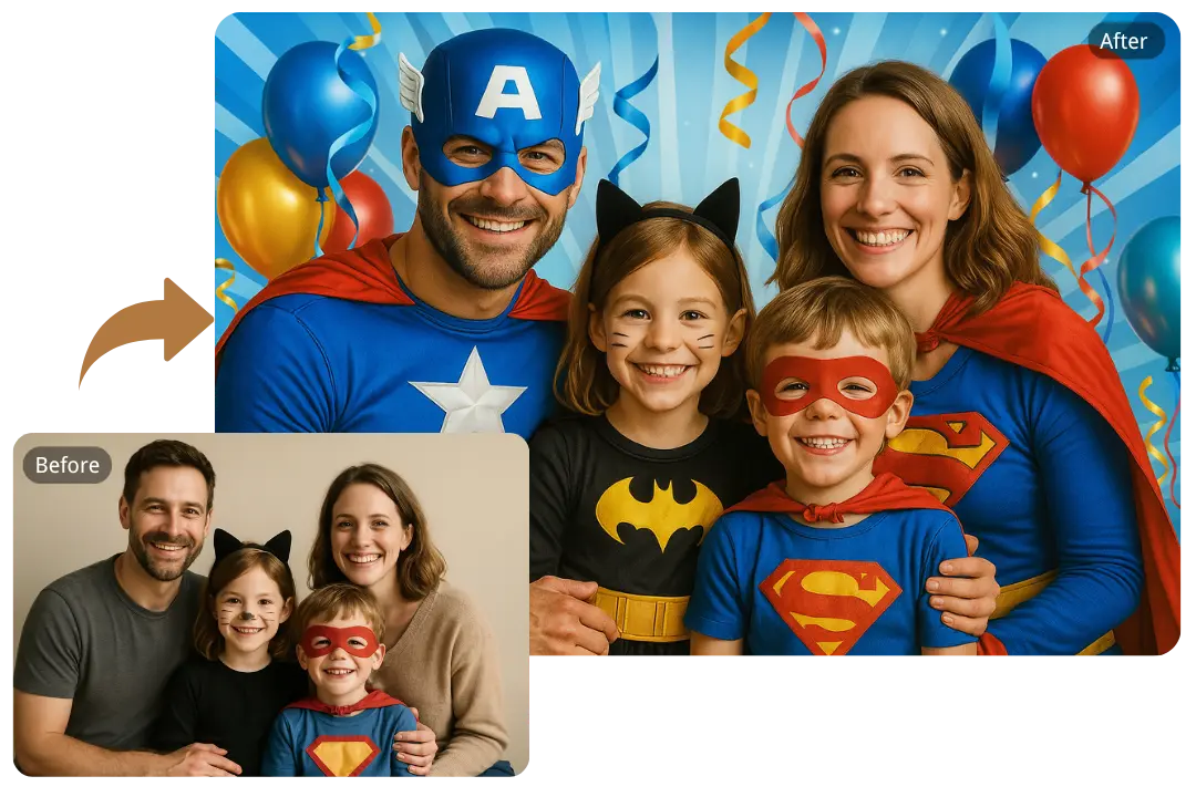 Themed Costume Parties Featuring AI Family Portraits for Fun Events